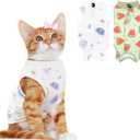 2 PCS Cat Recovery Suit for Spay Abdominal Wounds Cat Onesie for Cats After Surgery Recovery Suit Female Breathable E-Collar Alternative Kitten Onesie Anti Licking, Small