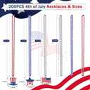 TOAPER 200PCS 4th of July Accessories Necklace for Adult- Red White And Blue Accessories Necklace, 4th Of July Beads Necklace for 250th Anniversary Independence Memorial Day