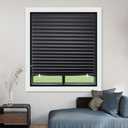 MYshade 6 Pack Temporary Blackout Paper Shades for Windows,Paper Pleated Blinds with Adhesive,No Tools No Drilling Free Cut Size Temporary Room Darkening Shades(Black, 48" W x 72" H), 48"W*72"H - 6 PC