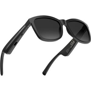 Smart Glasses | Bluetooth Glasses | 34g Ultra-Light Frame for Outdoor | Hands-Free Calls, Music & Voice Control | 8-10H Battery USB-C Charging(Black Polarized UV400 Lenses)
