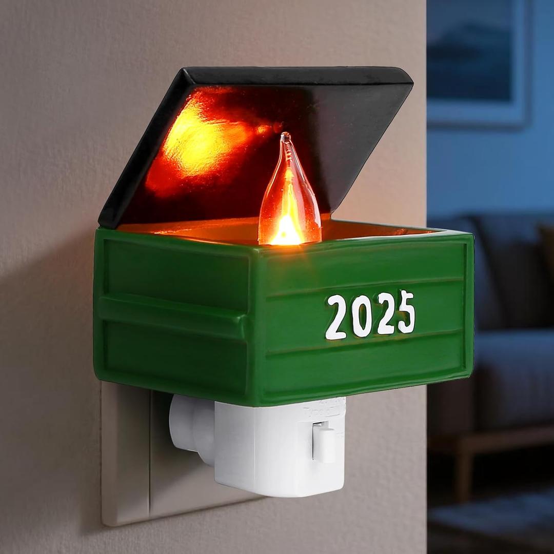 Dumpster Fire Campfire Flickering Night Light, 3D Dumpster Fire Night Light Plug in Decorations, Campfire Flicker Flame Nightlight Indoor Figurine Lamps Gift for Kids Adult