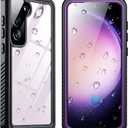 SPIDERCASE Designed for Samsung Galaxy S23 Case Waterproof,Built-in Screen & Camera Lens Protector[IP68 Underwater][Military Grade Shockproof] Full Body Protection Phone Case,Purple/Clear
