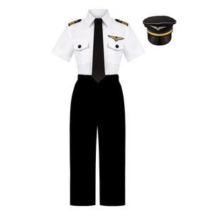 Kids Pilot Costume for Boys Airline Captain Pilot Uniform for Boys’ Career Day Dress Up Airline Costume Gifts, M