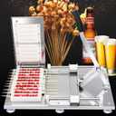 Manual Mutton Kebab Machine, Kebab Maker Press Mould, 10 Holes BBQ Bamboo Skewer Meat Making Machine, Commercial Stainless Steel Satay Meat String Machine Grilling Tool for Outdoor Picnic Camping
