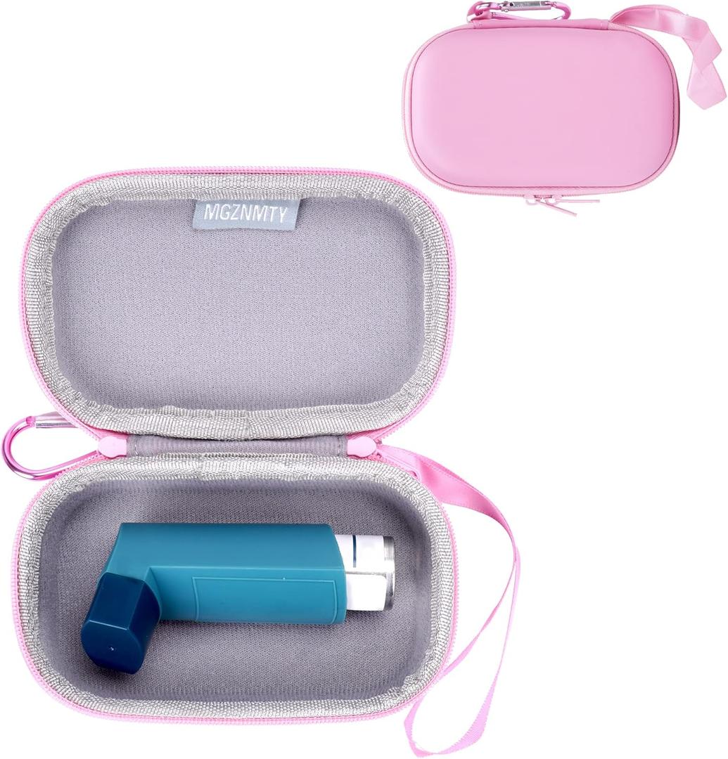 MGZNMTY Asthma Inhaler Holder Case, Storage and Travel Handy Inhaler Case for Adults and Kids (ONLY CASE) (Pink) (small)