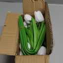 20Pcs Fake Tulips Artificial Flowers Real Touch 13.5" PU Faux Flowers Tulip Stems for Wedding Spring Bouquet Floral Arrangement Home Party Office Decorations for Mother's Day (White)