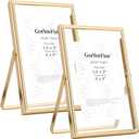 Gold 4x6 Floating Frame 2pack for picture(2x3'',3.5x5''),Adjustable Tabletop/Shelf floating Photo Frame 2x3'',Classy Metal Gift Frames for Wedding,Christmas,Birthady,Home or Office Decor.