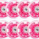 Nattork 8-Pack Inline Skates Wheels 64mm with Bearings for Indoor and Outdoor Replacement - High Performance Durable Wheel for Smooth Riding Upgrades Rosy