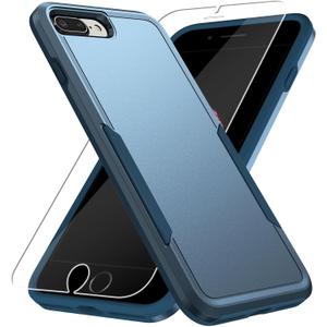 for iPhone 7 Plus Case,with Screen Protector,[Military Grade Drop Tested] Heavy-Duty Tough Rugged Shockproof Protective Phone Case for iPhone 8 Plus 5.5, Blue