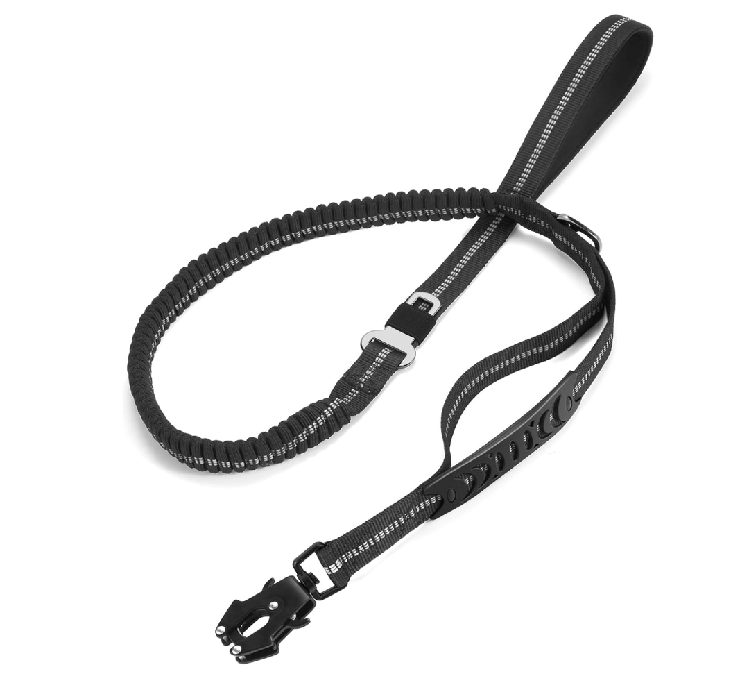 Heavy Duty Dog Leash, 4-6FT Shock Absorbing Dog Leashes with Traffic Handle and Comfortable Padded Handles, Advanced Easy Metal Clip, No Pull Reflective Leash for Medium Large Dogs that Pull (Black)