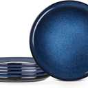 E-far 10.5 Ceramic Dinner Plates Set of 6, Large Reactive Glaze Stoneware Dishes, Round Salad Plate for Home Kitchen Restaurant, Microwave & Dishwasher Safe Deep Sea Blue