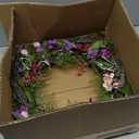 Briful 18 Artificial Lavender Wreath Year-Round Faux Wildflowers Green Floral Wreaths for Farmhouse Front Door Mantle Bedroom Kitchen Decor