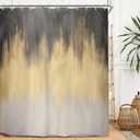 Miyotaa Abstract Gray Gold Modern Shower Curtain Set 60Wx71H Inches Contemporary Minimalist Neutral Art Waterproof Bathroom Curtain with 12 Hooks