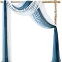 TINGE TIME 3 Panels Wedding Arch Draping Fabric, 30" x 20ft Gradient Blue Chiffon Fabric Drapery Sheer Backdrop Curtain for Weddings Ceremony Party Decoration,Wedding Arch Drapes for Weddings Ceremony