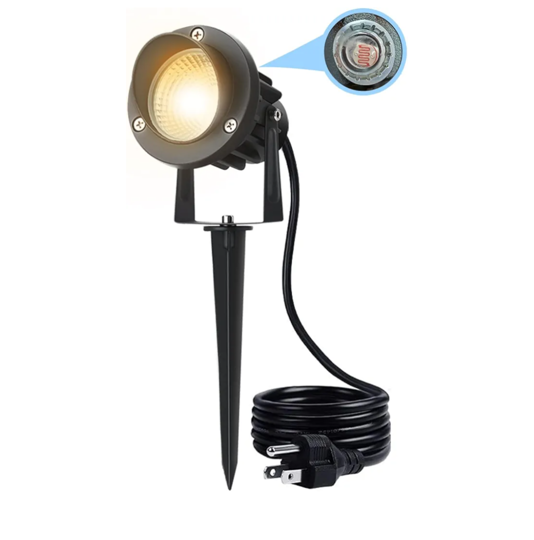 10W Dusk to Dawn Led Light 120V 3000K 1000lm Warm White Landscape Outdoor Spotlights with Photocell Sensor IP65 Waterproof Spot Lights for Yard Flag Garden Tree, 1 pack