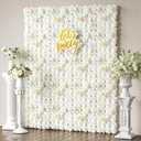 COKAOBE White Flower Wall Panels Backdrop, 12PCS 15x15 Inch 3D Silk Rose Floral Wall, Artificial Flower Panels for Wedding, Party, Bridal Shower, Baby Shower, Home and Photo Backdrop Decoration