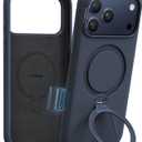 TORRAS Q3 Silicone 360 Spin for iPhone 17 Pro Case with Stand, Fit for MagSafe, Magnetic Ring Kickstand with Camera Control, Liquid Silicone Rubber Soft Phone Case for iPhone 17 Pro 6.3'', Deep Blue