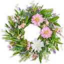 20'' Spring Wreath for Front Door - Pink Dahlia Artificial Flowers Summer Door Wreath with Natural Vine for Home Decor, Easter Wreaths, Farmhouse Front Door Decoration