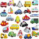 WISESTAR 26PCS Transports Rubber Fridge Magnets for Kids- Aircraft, Boat, Vehicle, Car Refrigerator Magnet for Whiteboard - Educational Toy Tool School Prize Birthday Gift- Kids Over 3 Years
