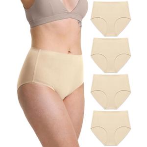 Neione Women Cotton Underwear High-Waisted Seamless Panties No Show Briefs (X-Large, Nude)