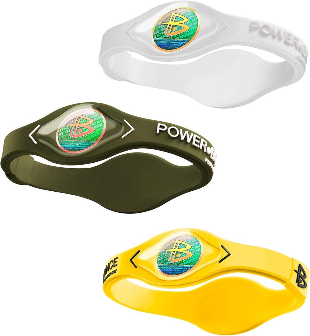 Power Balance the Original Genuine Performance Wristband, Silicone rubber Wristbands Bracelets sports bracelet wristband for men women, power 3 pack bangles, safe Waterproof Lightweight durable, size of M+M+LM 19.0CM/L 20.5CM)