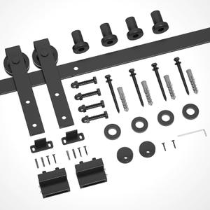 DonYoung 5FT Sliding Barn Door Hardware Kit, Heavy Duty Barn Door Track Kit Fit Single 30" Width Door Panel, Smooth and Quiet Sliding, Easy to Install, Doors Not Included (5FT Single Door Kit)