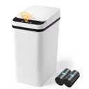 Bathroom Trash Can Automatic Touchless 2.6 Gallon Small Smart Trash Cans with Lid Slim Garbage Can for Kitchen, Toilet, Bedroom, RV, Living Room (White Battery)