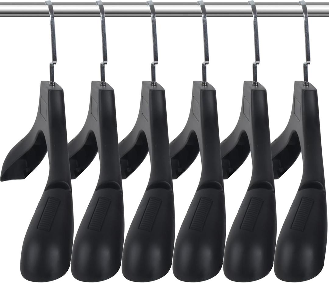 DEDU Suit Hangers for Men 10 Pack, Sweater Hangers No Shoulder Bump Non Slip Width 17.7", Plastic Clothes Hangers Black with Metal Hook