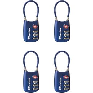 Master Lock Blue Set Your Own Combination TSA Approved Luggage Lock, Travel Zipper Padlock is Perfect for Suitcases, Bags, or Backpacks, 4 Pack, 4688BLUEC4