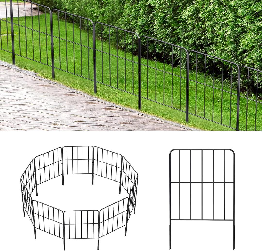 Decorative Garden Fence 25 Pack, Total 27ft (L) x 24in (H) Rustproof Metal Wire Fencing