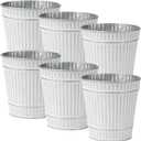 Briful 4.7" Galvanized Tin Planter Galvanized Metal Pail Rustic Decorative Metal Buckets Vintage Style Country Wedding Home Table Centerpiece Decorations Set of 6 (Cream#015)