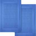 Infinitee Xclusives Premium Cotton Bath Mats for Bathroom  Pack of 2 | 34x22 Inches | Ultra Soft, Super Absorbent, Non-Slip, Machine Washable Mats (Eloquent Blue) [Not a Rug]