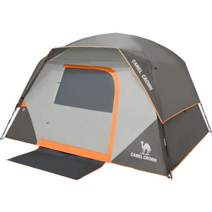 CAMEL CROWN Tents for Camping 4/8 Person Waterproof Quick Setup Folding Outdoor Backpacking Tents 4 People Family Hiking (Gray)