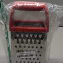 Urbanstrive Cheese Grater With Container, Professional Cheese Grater with Handle, Stainless Steel Graters for Kitchen Handheld, Box Grater with 4 Sides for Vegetables, Ginger, Potatoes (Red)