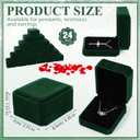 Sureio 24 Pcs Velvet Jewelry Gift Boxes Bulk for Necklace Pendant Ring Earring Bracelet Display Case Wedding (Dark Green)