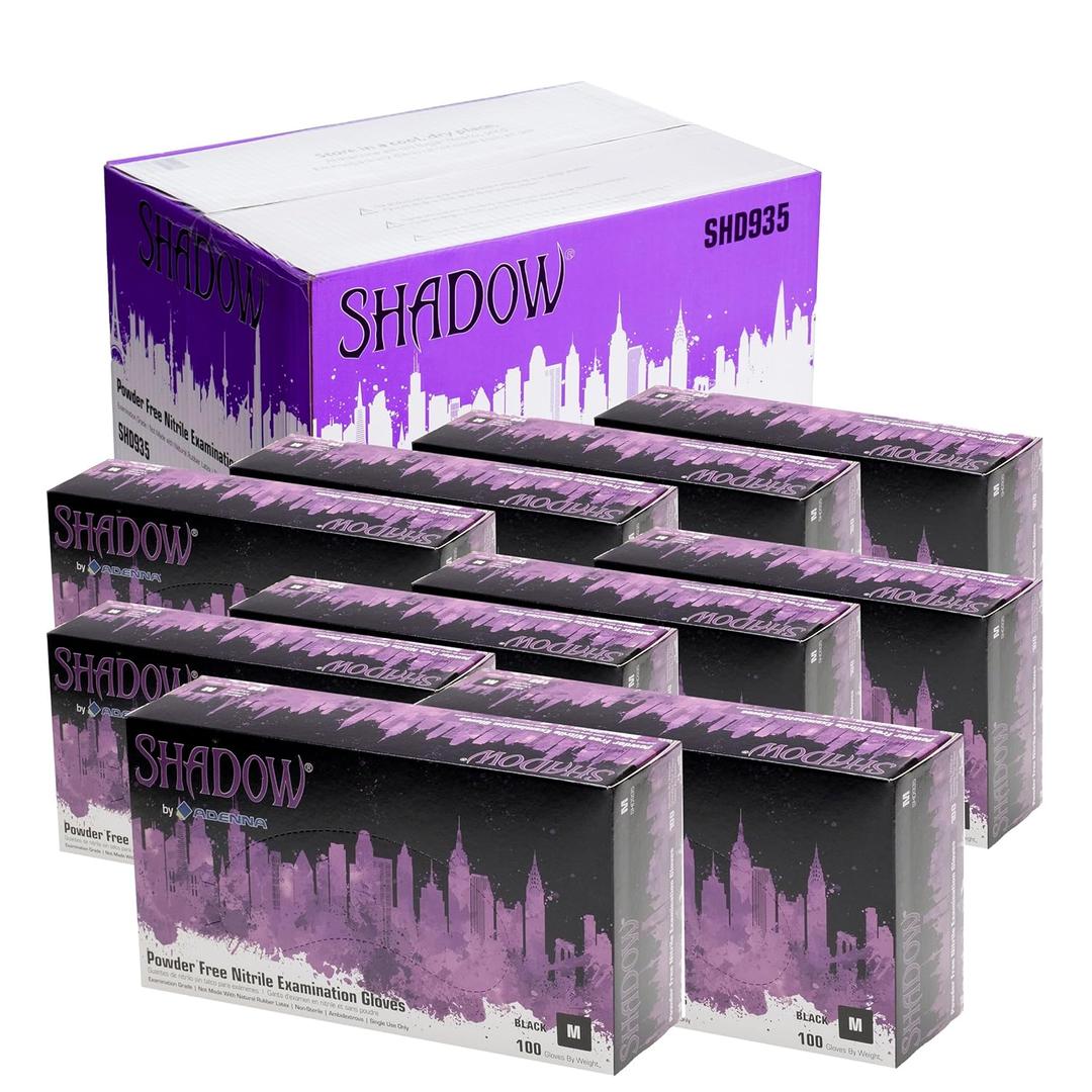 Adenna SHADOW Disposable Nitrile Gloves  6 Mil, Medical Grade Exam Rubber Glove with Textured Grip, Non-Latex & Powder-Free, Case of 1000, Medium, Black