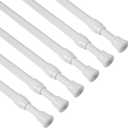 KXLife 6Pcs Spring Tension Curtain Rod, 28 to 40 Inch Adjustable Small Tension Rods No Drill, White Spring Loaded Curtain Tension Rod for Window