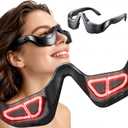 Under Eye Red Light Therapy, 4 Modes Red Light Under Eye Therapy Glasses Microcurrent Eye Massager, for Eye Bags Dark Circles Puffiness Wrinkles Fine Lines, Black