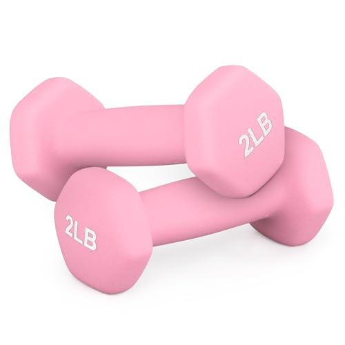 MADOG Dumbbell Set, Anti-Slip Neoprene Coated Hexagon Hand Weights for Home Gym Equipment Workouts Strength Training 2lbs Pair