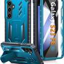 FNTCASE for Samsung Galaxy S23-FE Case: Military Grade Protective Hard Phone Case with Kickstand | Screen Protector | Shockproof TPU Full Protection Drop Proof Phone Cover for Galaxy S23 FE 5G Blue