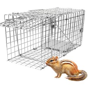SZHLUX 17" Heavy Duty Live Squirrel Trap, Folding Small Animal Cage Traps, Humane Cat Trap for Stray Cats, Rabbits, Raccoons, Skunks, Possums and More Rodents, Catch and Release.