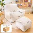 Cvortll Bean Bag Chair with Ottoman, Armrest Bean Bag Chairs with Filler, Ultra Soft Fluffy Faux Fur Bean Bag Chair with Foot Rest, Plush Lazy Sofa with Foot Stool for Living Room, Dorm, 37.4 inches L x 37.4 inches W x 27.16 inches H