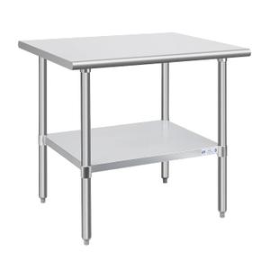 Hally Stainless Steel Table for Prep & Work 30 x 36 Inches, NSF Commercial Heavy Duty Table with Undershelf and Galvanized Legs for Restaurant, Home and Hotel