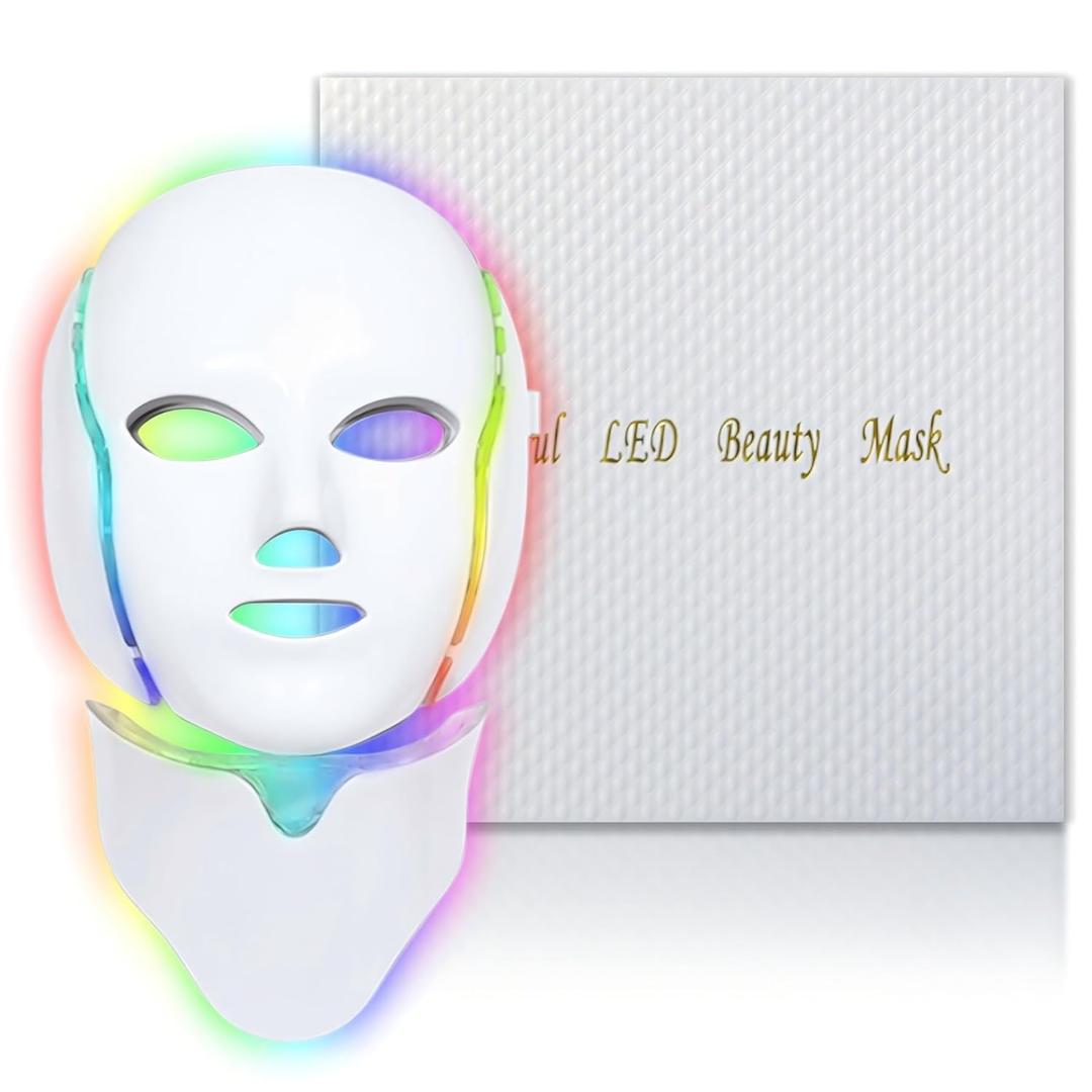 Red Light Therapy for face, 7 Colors LED Face Mask Light Therapy, Led Face Mask Light Therapy At Home, Blue Red Light Therapy Mask for Face
