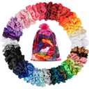 ADRIONE Satin Scrunchies for Women & Girls - 60 Pack Silk Scrunchies for Curly Hair