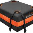 FIVKLEMNZ 15 Cubic Rooftop Cargo Carrier Waterproof Soft Roof Top Cargo Bag | for All Cars SUVs with/Without Rack, Heavy Duty 840D Roof Bag with Anti-Slip Mat, 8 Reinforced Straps, 6 Door Hooks & Lock
