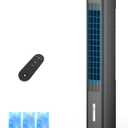 Windowless Portable Air Conditioners, 35" Evaporative Air Cooler w/1.2L Water Tank, 3 Ice Packs, 7H Timer, 60° Swing, No Hose No Window Needed, 3-IN-1 Portable AC Unit for Room Bedroom, Black-1