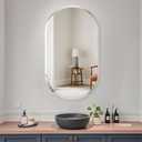 Frameless Bathroom Mirror, 26X38 inch Beveled Bathroom Mirror, | bathroom oval mirror, bedroom/wall/bathroom/makeup area/cloakroom, hung horizontally or vertically.