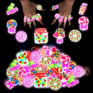 Yizeda Candy Birthday Party Favors Lollipop Candies LED Light Up Rings for Treat Bags Stuffers Candyland Party Classroom Prizes Candyland Birthday Supplies
