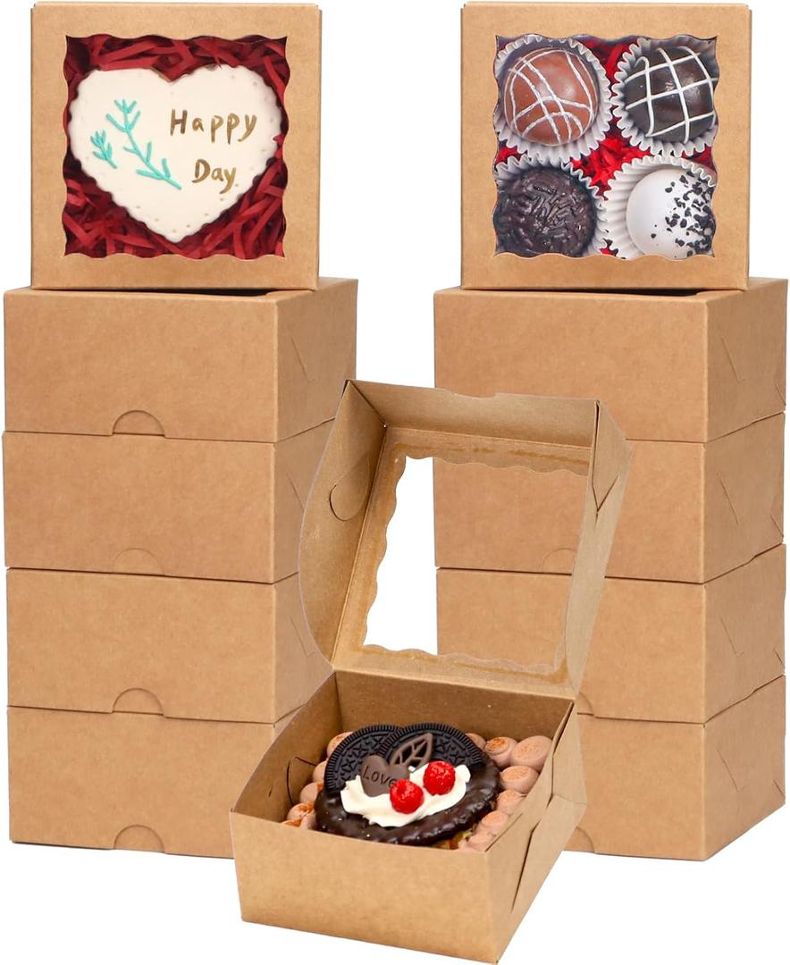 100 Pcs 4x4x2 Inch Chocolate Truffle Boxes Pastry Gift Boxes Bakery Boxes Cookies Boxes Soap Dount Box Chocolate Covered Strawberries Boxes Cake Treat Box for Party Favors